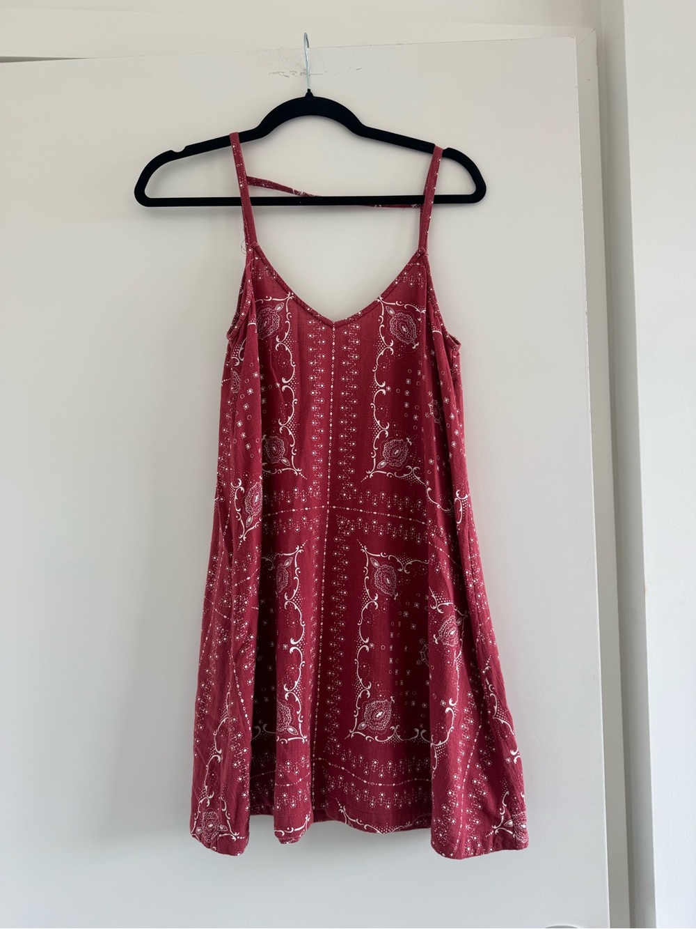 Madewell Burgundy Bandana-Print Spaghetti Strap Mini Dress